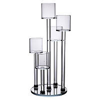 Підсвічник скляний на 5 свічок 16×38 см підсвічник декоративний прозорий на ніжці HP-4-14