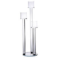 Підсвічник скляний на 3 свічки 16×57 см підсвічник декоративний прозорий на ніжці HP-4-15