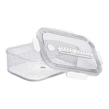 Контейнер для їжі пластиковий 32.5х22.5х11 см харчовий контейнер з індикатором дати 4.2 л Білий HP-27-2