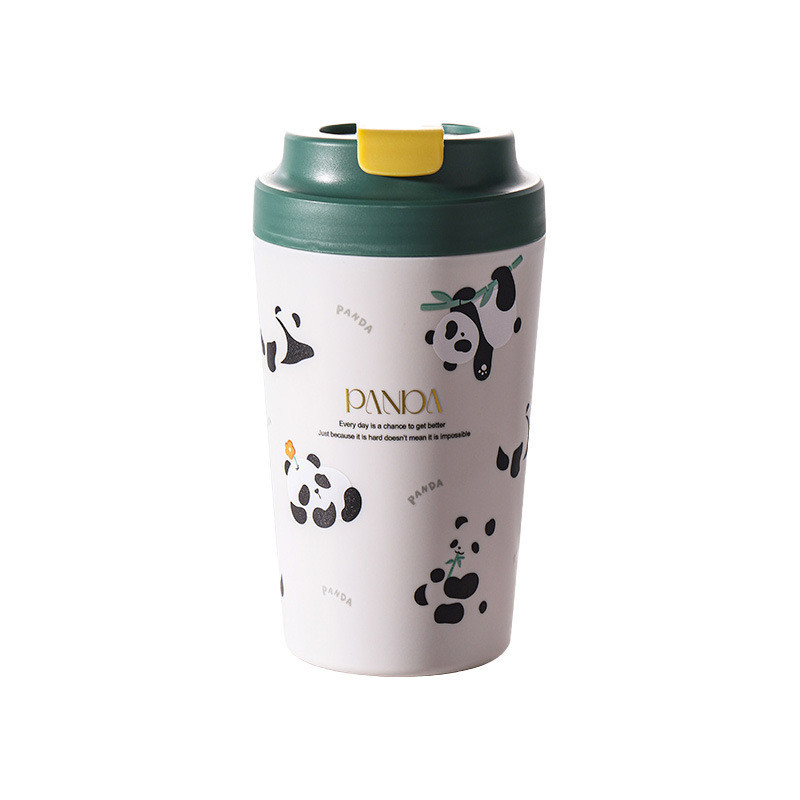 Термочашка Panda з порцелянаовою колбою 380 мл Зелена HP-14-12GR, фото 1
