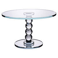 Тортівниця скляна на ніжці 30×19 см см підставка для торта, капкейків прозора HP-4-79S