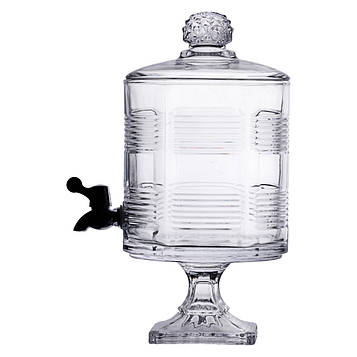 Лимонадниця з краном на підставці скляна прозора HP-19-2