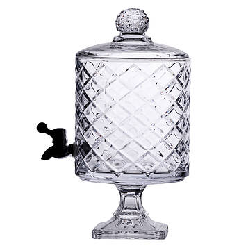 Лимонадниця з краном скляна 39 см 4.5 л на підставці HP-19-3