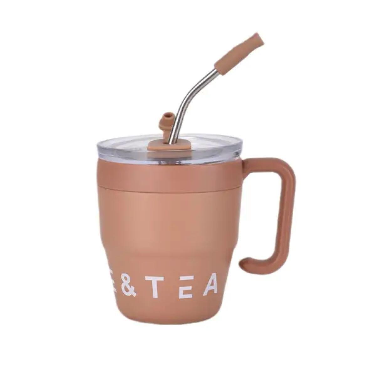 Термочашка Coffee & Tea з трубочкою коричнева HP-14-23BR, фото 1