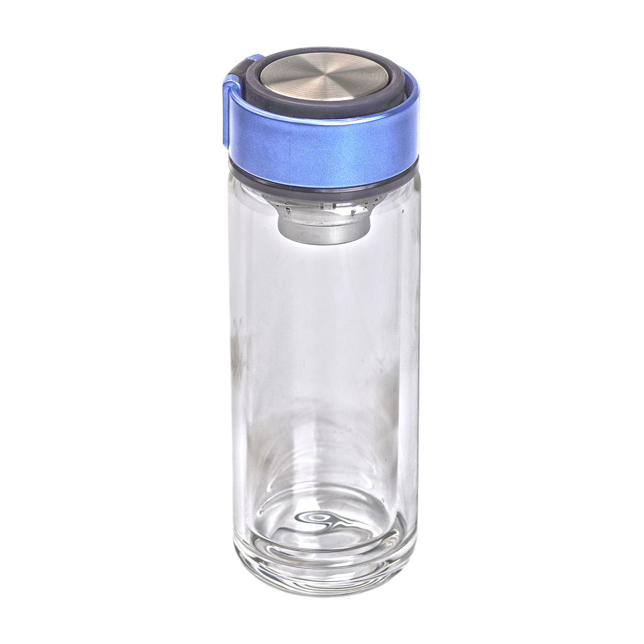 Термос скляний з подвійними стінками та ситечком 330 мл синій HP-14-39BL, фото 1