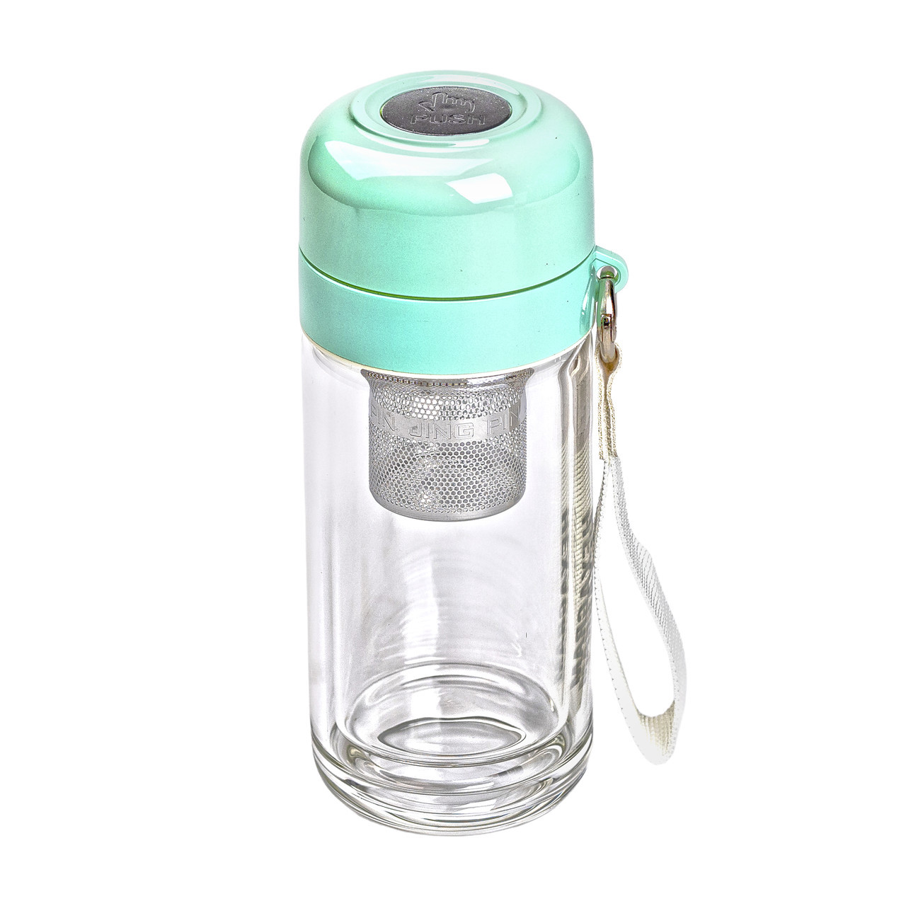 Термос скляний Hexagram із подвійними стінками та заварником 240 мл зелений HP-14-40GR, фото 1