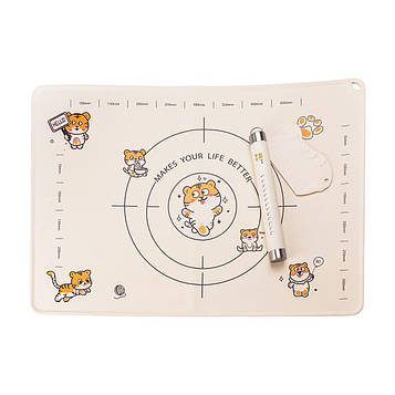 Набір кондитера 3 в 1 силіконовий килимок з розміткою/шпатель/скалка для тіста HP34547T