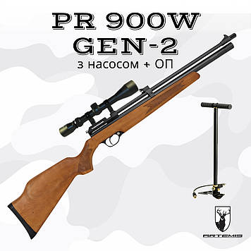 Пневматична гвинтівка PCP (Snowpeak) Artemis PR900W Gen-2 з насосом і ОП Rifle scope 3-9x40