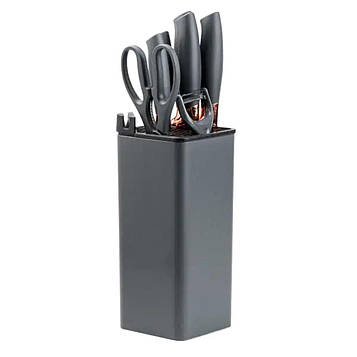 Набір кухонних ножів 5 штук з ножицями та овочечисткою 33/23.5/24.5/19.5 см Чорний HP27476