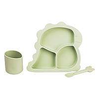 Дитячий набір силіконового посуду 3 предмети зелений HP34545G