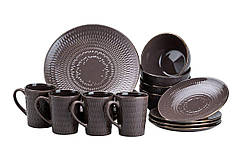 Столовий сервіз тарілок та чашок на 4 персони порцелянаовий • чашки 400 мл HP20344