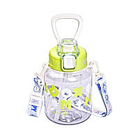 Пляшка для води Gucgres дитяча 650 мл на ремінці зелена HP-14-43GR
