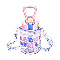 Пляшка для води Gucgres дитяча 650 мл на ремінці рожева HP-14-43P