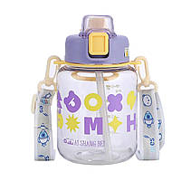 Пляшка для води Gucgres дитяча 650 мл на ремінці фіолетова HP-14-43V