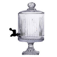 Лимонадниця з краном на підставці скляна 4.5 л лимонадник прозорий HP-19-1