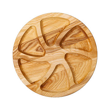 Менажниця дерев'яна 30 см кругла на 6 секцій, ясен T30W300