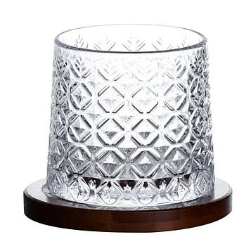 Склянка для віскі 300 мл з бамбуковою підставкою HP1602