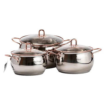 Набір каструль з нержавіючої сталі 3 штуки 6,1/2,6/3,6 л, хром HP33525W
