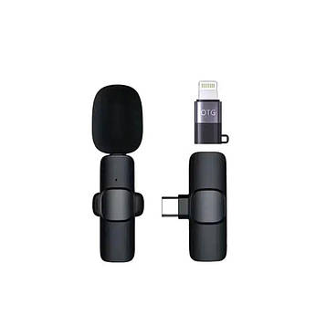 Мікрофон петличний для телефону K9 бездротовий bluetooth петличка на одяг професійна HP176092