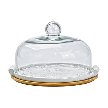 Тортівниця порцелянова зі скляною кришкою 29 см HP1204