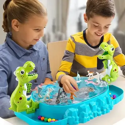 Аркадна настільна гра для дітей Битва динозаврів / Морський бій з фігурками для 2 гравців розвиває влучність