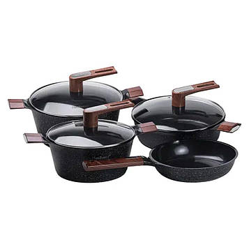 Набір для приготування з антипригарним покриттям 4 предмети, чорний HP33531B