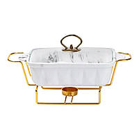 Марміт порцелянаовий на 1 літр із підігрівом на металевій підставці HP1028