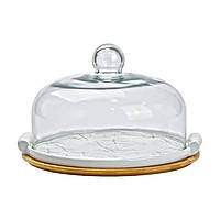 Тортівниця порцелянова зі скляною кришкою 29 см HP1204