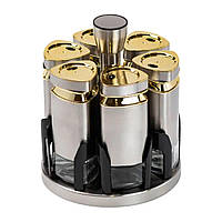 Набір ємностей для спецій на підставці 6 баночок по 120 мл HP1326