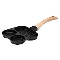 Сковорода квадратна порційна на 3 секції з антипригарним покриттям чорна HP39571B