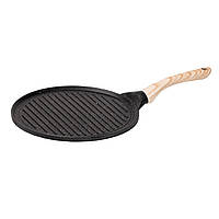 Сковорода гриль кругла Ø 26.5 см низька з гранітним покриттям чорна HP39581B