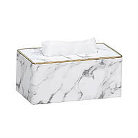 Серветниця з еко шкіри 21.5х13х9 см для кафе і ресторанів Білий мармур HP-3-202