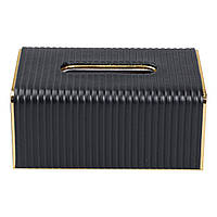 Серветниця з еко шкіри 21.5х13х9 см органайзер для кафе і ресторанів Чорний HP-3-203B