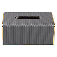 Серветниця з еко шкіри 21.5х13х9 см органайзер для кафе і ресторанів Сірий HP-3-203G