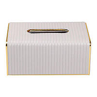 Серветниця з еко шкіри 21.5х13х9 см органайзер для серветок на стіл Сірий HP-3-204G