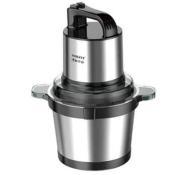 Чопер подрібнювач з чашею 3,5 літри м'ясорізка 4 леза нержавіюча сталь м'ясорубка Sokany SK-7028
