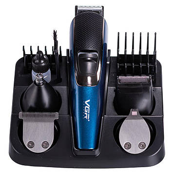 Машинка тример для стрижки 4в1 з насадками Синій VGR V-172