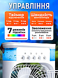 Міні кондиціонер 3 в 1 вентилятор настільний із підсвіткою, зволожувач повітря, робота від USB чорний, фото 10