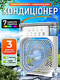 Міні кондиціонер 3 в 1 вентилятор настільний із підсвіткою, зволожувач повітря, робота від USB чорний, фото 4