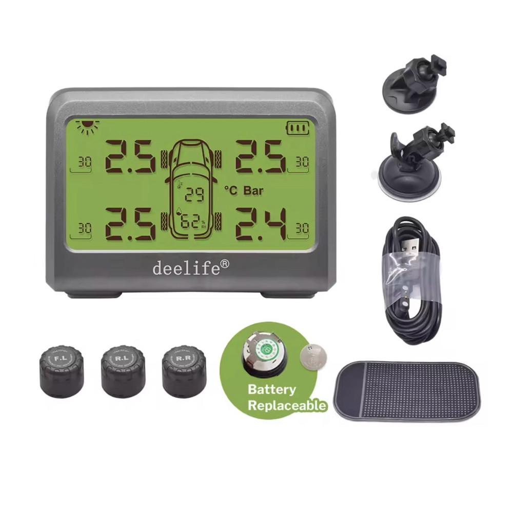 TPMS Система контролю тиску в шинах з екраном, що працює від сонця+температура (зовнішні 4 шт) MY66T-EX-UA, фото 1