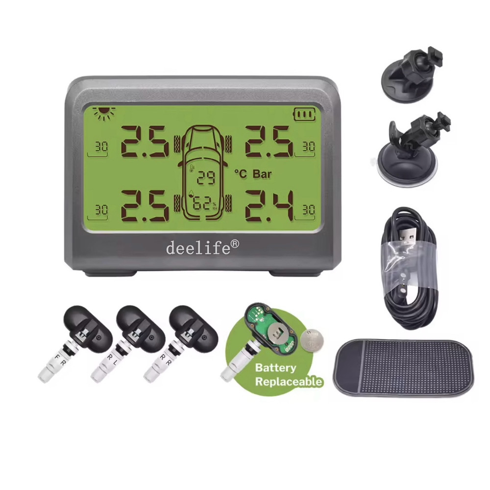 TPMS Система контролю тиску в шинах з екраном, що працює від сонця (внутрішні датчики 4 шт) MY66-IN-UA, фото 1