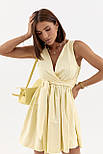 Коротке пишне плаття з глибоким вирізом — лимонний колір, L (є розміри), фото 3