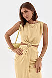 Сукня міді з вирізами на талії — жовтий колір, M (є розміри), фото 3