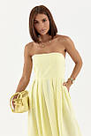 Плаття зі складками без бретельок — жовтий колір, L (є розміри), фото 3