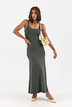 Обтисле плаття на бретелях — темно-зелений колір, S (є розміри), фото 5