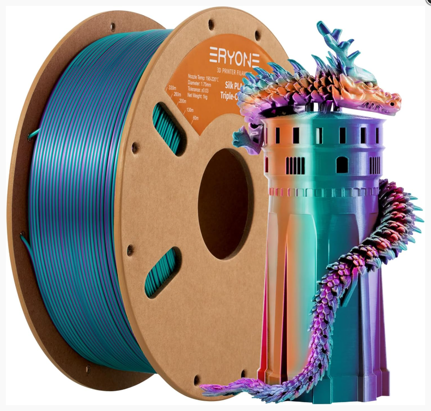 Филамент ERYONE Silk PLA Triple-Color Purple & Blue Green & Burnt Orange, фото 1