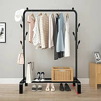 Підлогова стійка вішалка для одягу з полицею для взуття та гачками