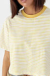 Футболка в смужку вільного крою — жовтий колір, M, фото 4