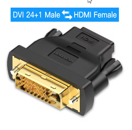 Vention перехідник конвертер адаптер DVI-HDMI двонаправлений DVI D 24 1 (штекер-гніздо HDMI), фото 1