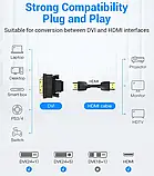 Vention перехідник конвертер адаптер DVI-HDMI двонаправлений DVI D 24 1 (штекер-гніздо HDMI), фото 3
